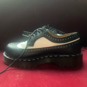 Classic Black and White Spectator Women's Platform Doc Martens